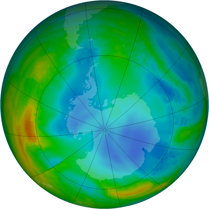 Antarctic ozone map for 12 July 2003